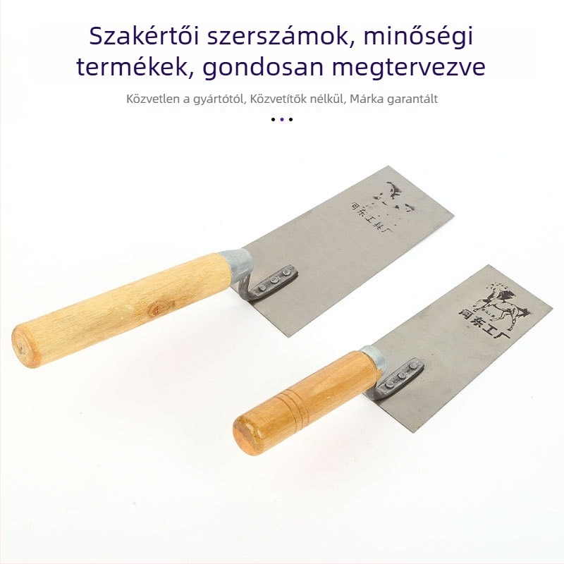 Cement vakoló kés fa nyéllel, gittelésre, kerámia csempék felrakására és padlófestésre