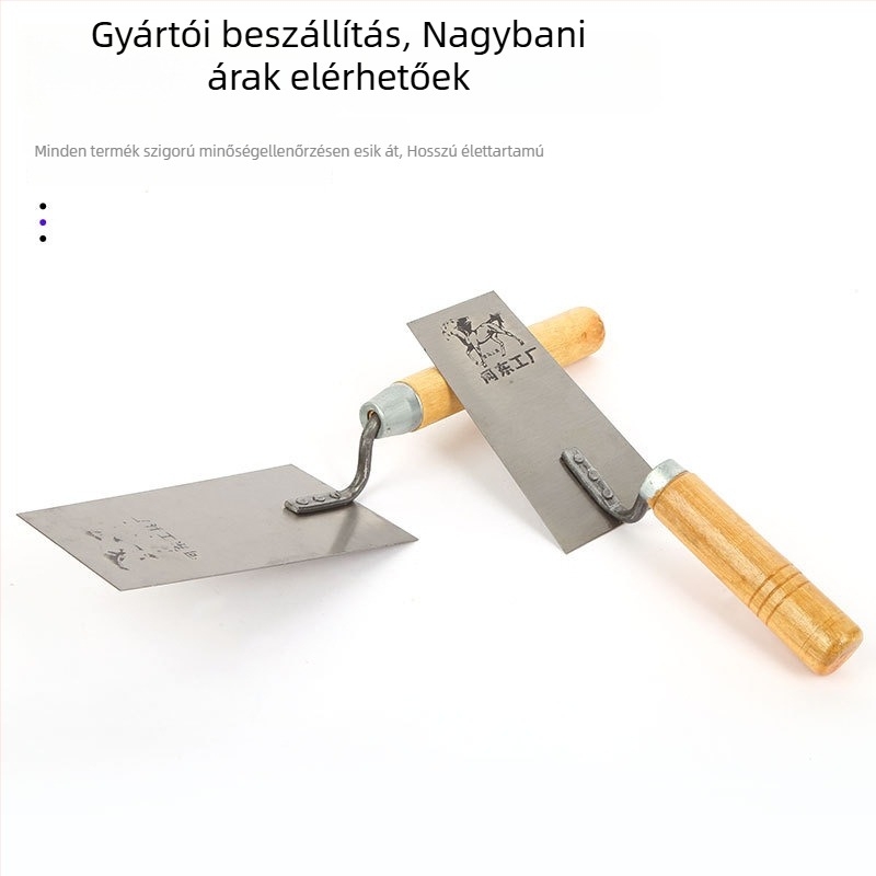 Cement vakoló kés fa nyéllel, gittelésre, kerámia csempék felrakására és padlófestésre