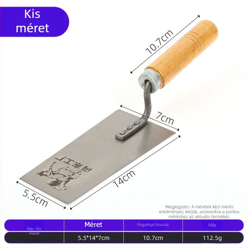 Cement vakoló kés fa nyéllel, gittelésre, kerámia csempék felrakására és padlófestésre