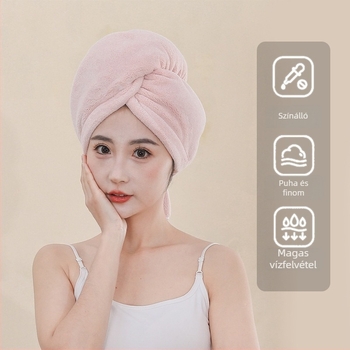 Csatos hajszárító sapka korall bársony anyagból, 150D szálak, hat-szálas fonás, 120–139 g