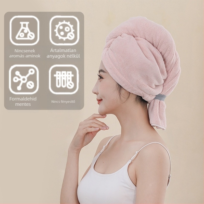 Csatos hajszárító sapka korall bársony anyagból, 150D szálak, hat-szálas fonás, 120–139 g
