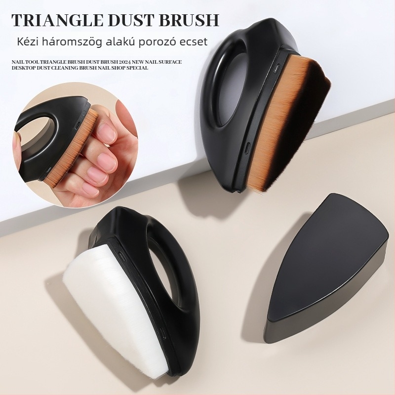 Előkészítő körömport tisztító keféje, háromszög fejű, kézi használatra, finom por eltávolítására a körömékszítéshez