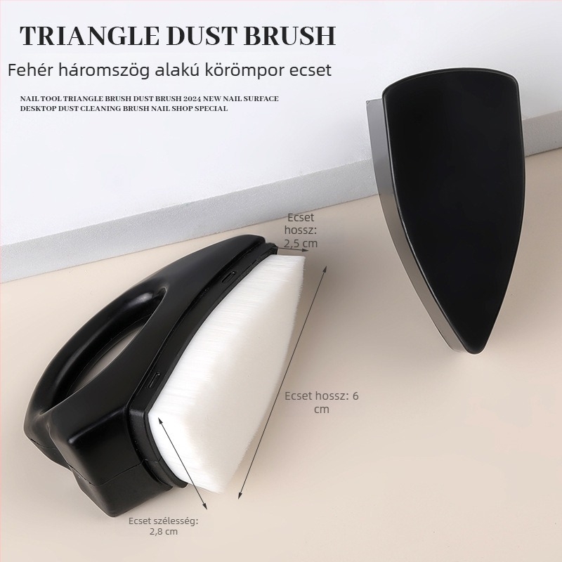 Előkészítő körömport tisztító keféje, háromszög fejű, kézi használatra, finom por eltávolítására a körömékszítéshez