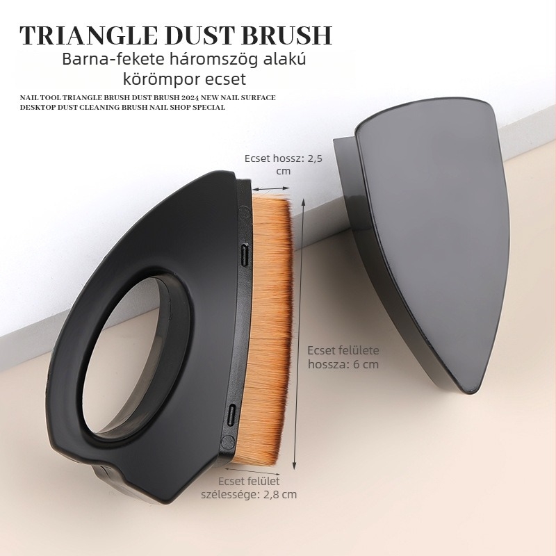 Előkészítő körömport tisztító keféje, háromszög fejű, kézi használatra, finom por eltávolítására a körömékszítéshez