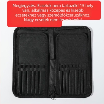 Összecsukható sminkecset-táska álló kivitelben, 1 db nylon ecsettel, manikűr eszközökhöz és szemöldökceruzához