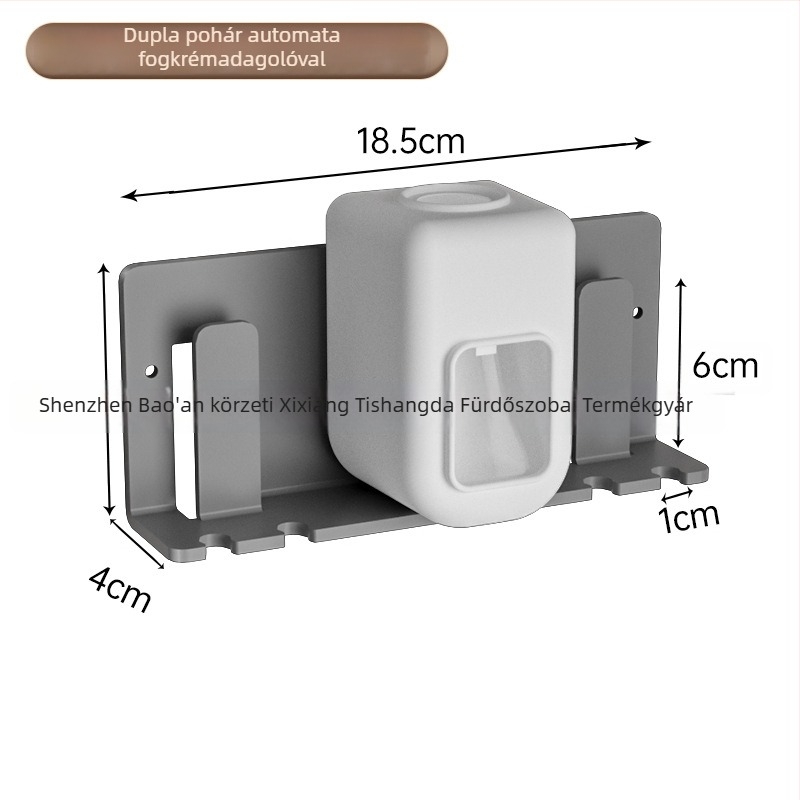 Rozsdamentes acél fogkefetartó, fúrás nélküli szerelhető, automatikus fogkrém kinyomóval és elektromos fogkefe tároló állvánnyal