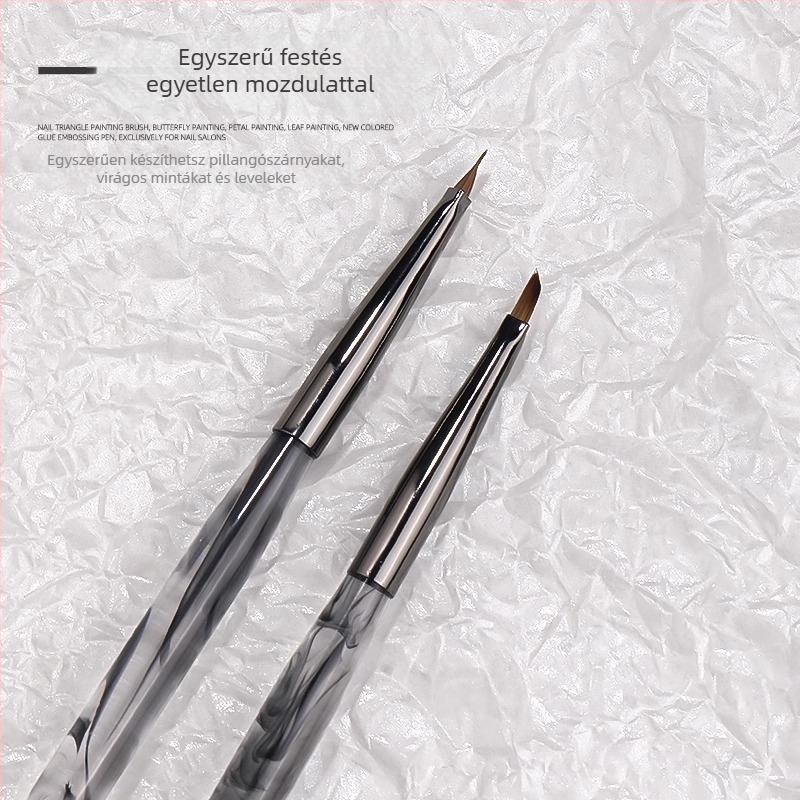 Körömdíszítő toll háromszög heggel, akril nyéllel, 1 ecsetkészlet, OEM Han Ying