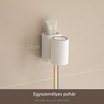 Fogkefetartó pohárral, falra szerelhető vákuumos rögzítés, műanyag, UV sterilizáció
