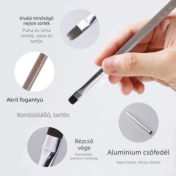 3 darabos akril köröm ecsetkészlet hosszú nyélű – gél manikűr eszközök