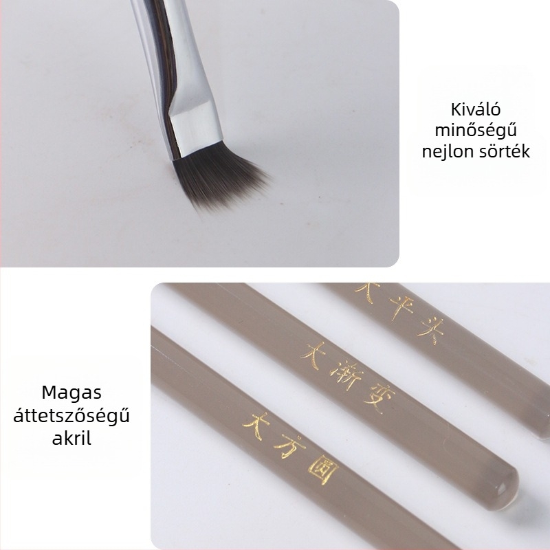 3 darabos akril köröm ecsetkészlet hosszú nyélű – gél manikűr eszközök