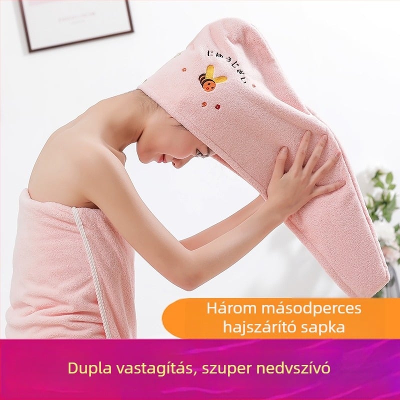 Szuper nedvszívó hajszárító sapka, gyorsan száradó fejkendő, női vastag fürdősapka
