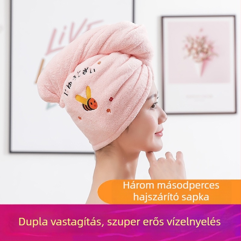 Szuper nedvszívó hajszárító sapka, gyorsan száradó fejkendő, női vastag fürdősapka