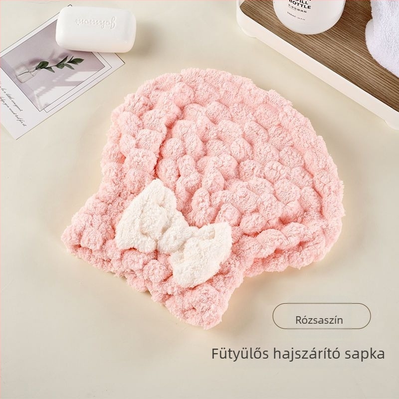 Női hajszárító törölköző masni kötésű dizájnnal, vast, rendkívül nedvszívó, gyors száradás, korall fleece, 80–99 g, 150D
