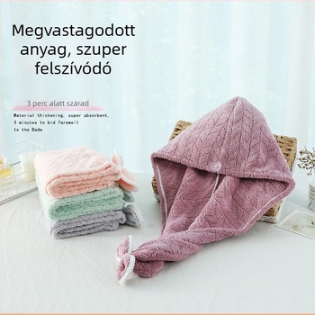 Fathinti Női hajszárító sapka, korall plüss, nedvszívó és gyorsan száradó, varrott szegéllyel, szál 32, 80–99 g