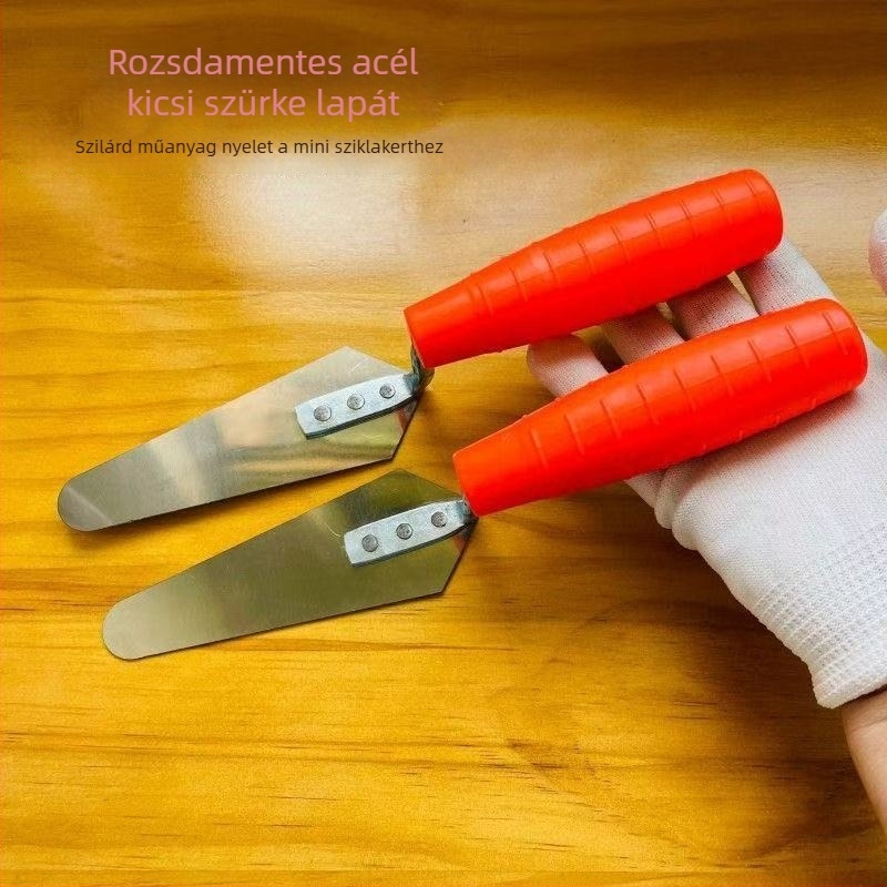 Mini hegyes spatula és vakoló kés készlet csempe fugázáshoz és vakolathoz — modell sík pengével