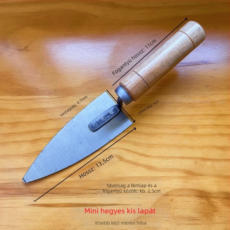 Mini hegyes spatula és vakoló kés készlet csempe fugázáshoz és vakolathoz — modell sík pengével