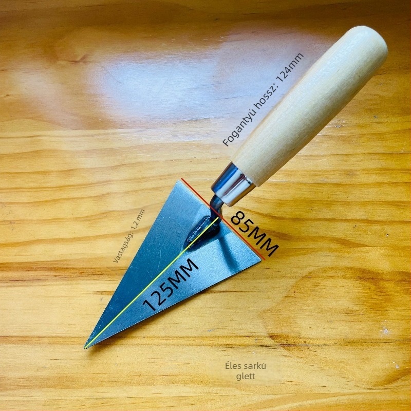 Mini hegyes spatula és vakoló kés készlet csempe fugázáshoz és vakolathoz — modell sík pengével