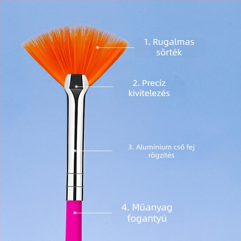 Manikűr ecset készlet, 15 darab, műanyag hosszú nyéllel, OPP zacskó csomagolás