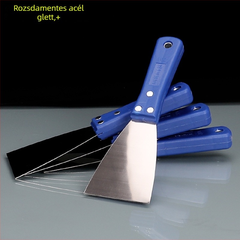 Glettelő kés műanyag fogantyúval és rozsdamentes acél pengével, putty knife sorozat, festéshez és felújításhoz