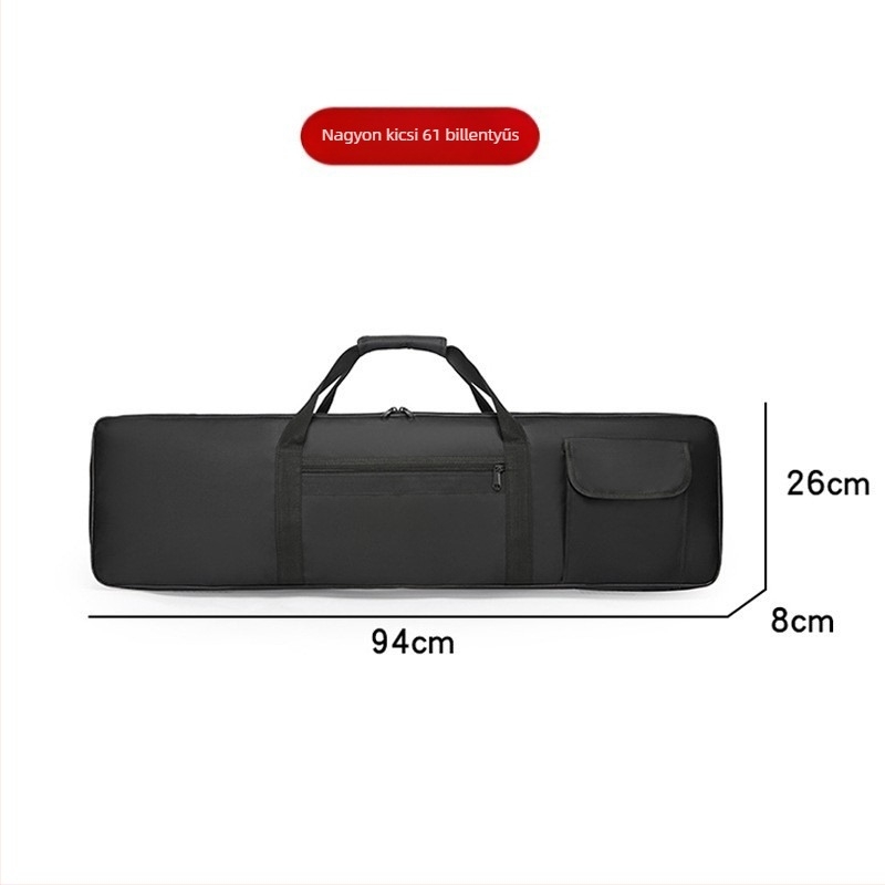 Vízálló elektromos billentyűtáska 61/76/88 billentyűkhöz, külső Oxford anyag, belső poliészter bélés, görbült vállpánt