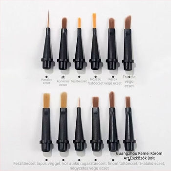 Ke Meier Köröm Művészeti Tollkészlet 12 cserélhető sörtével, hordozható műanyag nyél, ajándékdobozos csomagolás Gel köröm festéséhez – Gradáció és finom vonalak