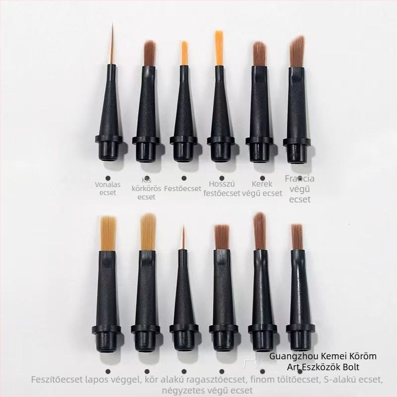 Ke Meier Köröm Művészeti Tollkészlet 12 cserélhető sörtével, hordozható műanyag nyél, ajándékdobozos csomagolás Gel köröm festéséhez – Gradáció és finom vonalak