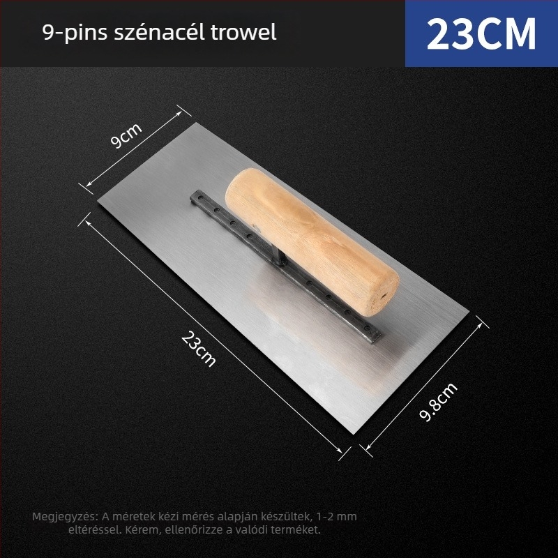 Rozsdamentes acél vakolókanál és glettvas, cementkaparó; modell Tile Knife; származás Zhejiang, Kína; nem importált.