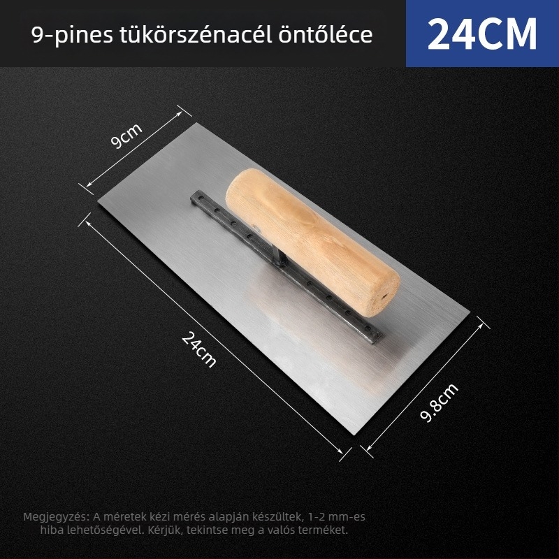 Rozsdamentes acél vakolókanál és glettvas, cementkaparó; modell Tile Knife; származás Zhejiang, Kína; nem importált.