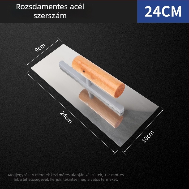 Rozsdamentes acél vakolókanál és glettvas, cementkaparó; modell Tile Knife; származás Zhejiang, Kína; nem importált.