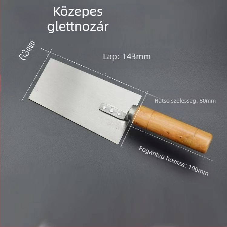 Téglaépítő glettelőkanál szénacélból, élező eszközzel