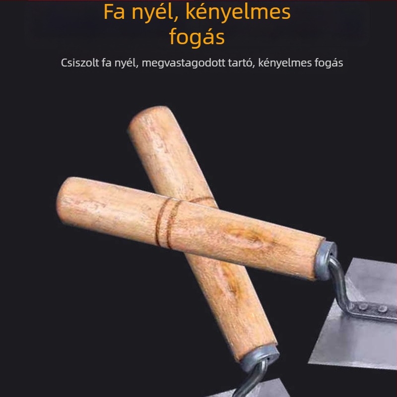 Téglaépítő glettelőkanál szénacélból, élező eszközzel