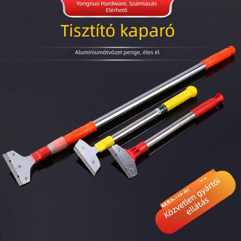 Teleszkópos tisztító spatula műanyag nyéllel és alumínium/vas pengefejjel, tisztító penge sorozat
