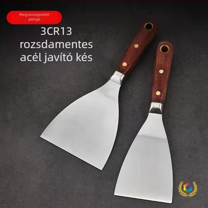 Festékkaparó készlet – fa fogantyúval, acél fejjel, rozsdamentes acélból, négy részes, jégmentítő eszköz