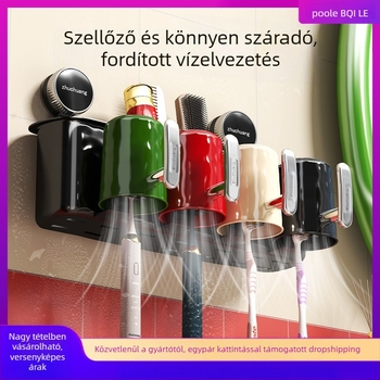 Fogkefetartó készlet szívó-kupakkal – műanyag fürdőszobai rendező, fúrás nélkül, két darab