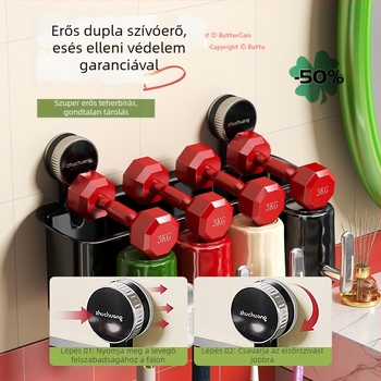Fogkefetartó készlet szívó-kupakkal – műanyag fürdőszobai rendező, fúrás nélkül, két darab