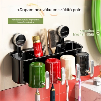 Fogkefetartó készlet szívó-kupakkal – műanyag fürdőszobai rendező, fúrás nélkül, két darab