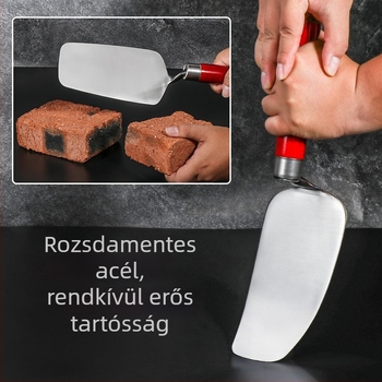 Rozsdamentes acél vakoló kés, egy darabból kovácsolt, rugóacél, sík kés típusú falazáshoz
