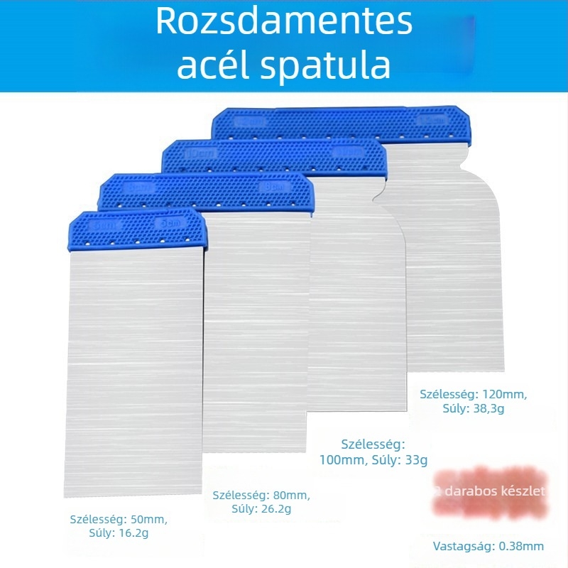 Rozsdamentes acélból készült kaparó- és glettkés készlet vakolatfelújításhoz és autófesték javításához