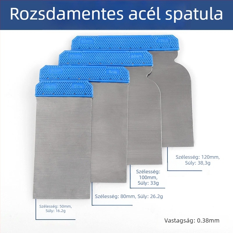 Rozsdamentes acélból készült kaparó- és glettkés készlet vakolatfelújításhoz és autófesték javításához