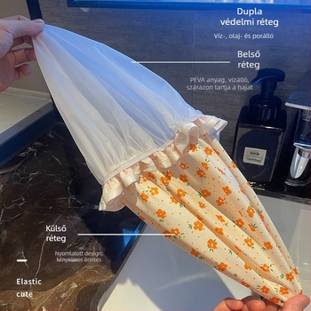 Két rétegű zuhanysapka PVC-ből, vízálló felnőtt sapka fürdéshez és sminkhez, újrahasználható