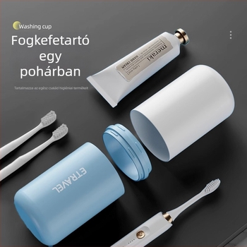 Utazó fogkefetartó — műanyag, Nordic stílusú, 3 részes tároló doboz és szájöblítő pohár