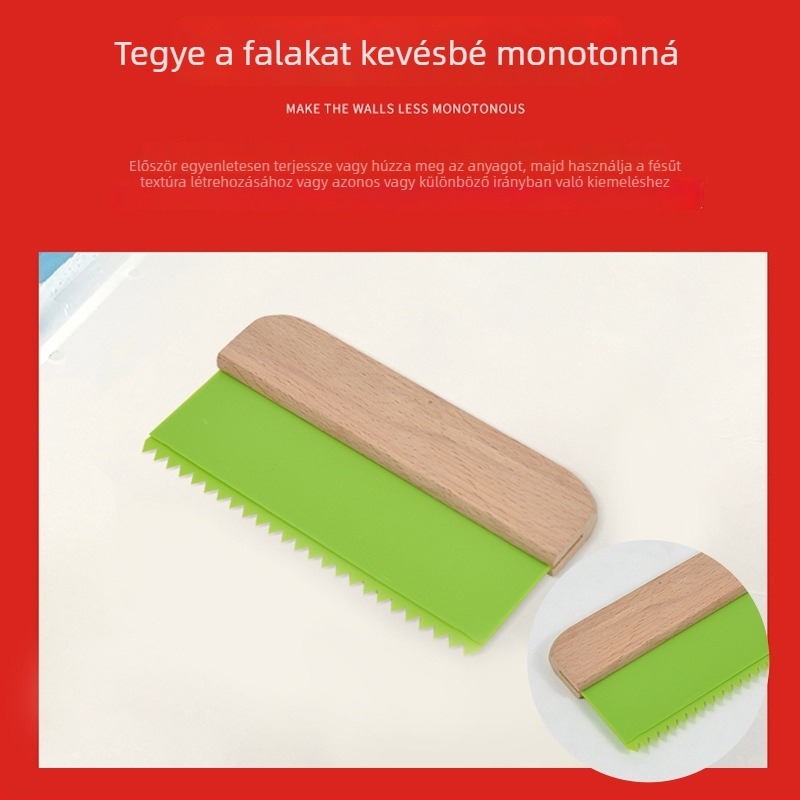 Fa nyelű, műanyag testű kaparó, textúraanyagokhoz és művészeti festéshez