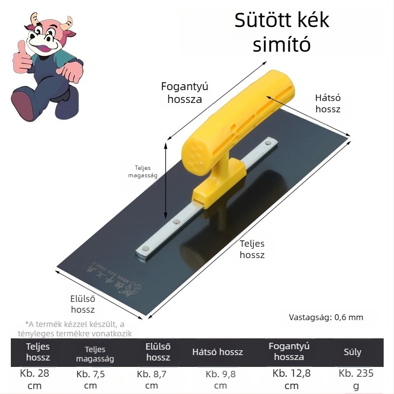 Rozsdamentes acél glettelőkanál injekciós formájú kézzel, falak gletteléséhez és gitt kaparáshoz – építőmunkások számára