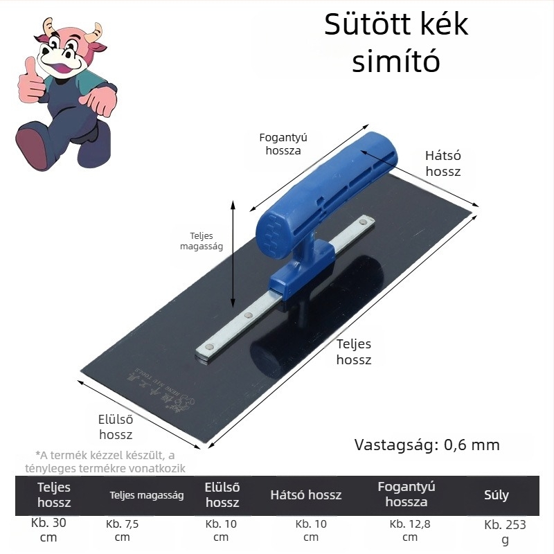Rozsdamentes acél glettelőkanál injekciós formájú kézzel, falak gletteléséhez és gitt kaparáshoz – építőmunkások számára
