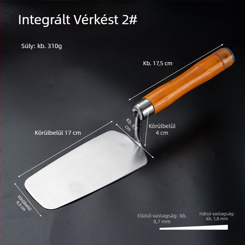 Rozsdamentes acélból készült, egyszemélyes dizájn, modell Putty scraper, dekorációs felhasználásra, csúszásmentes markolattal.