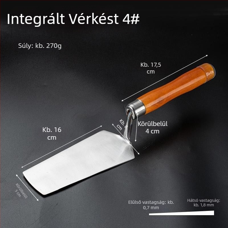 Rozsdamentes acélból készült, egyszemélyes dizájn, modell Putty scraper, dekorációs felhasználásra, csúszásmentes markolattal.