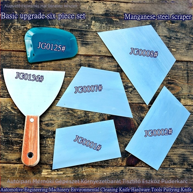 Kitöltő spatula és kaparó készlet — mangán acél + gumi — Junjia — Többfunkciós kaparó