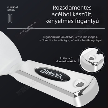 Rozsdamentes acél glettkés vastított éllel — többfunkciós faliszerszám gletteléshez (nincs márka, Kínában gyártott)