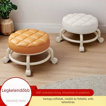 Kerekekkel ellátott tároló szék, műanyagból, mozgatható, 100 kg terhelhetőség, 18 L kapacitás, kör alakú