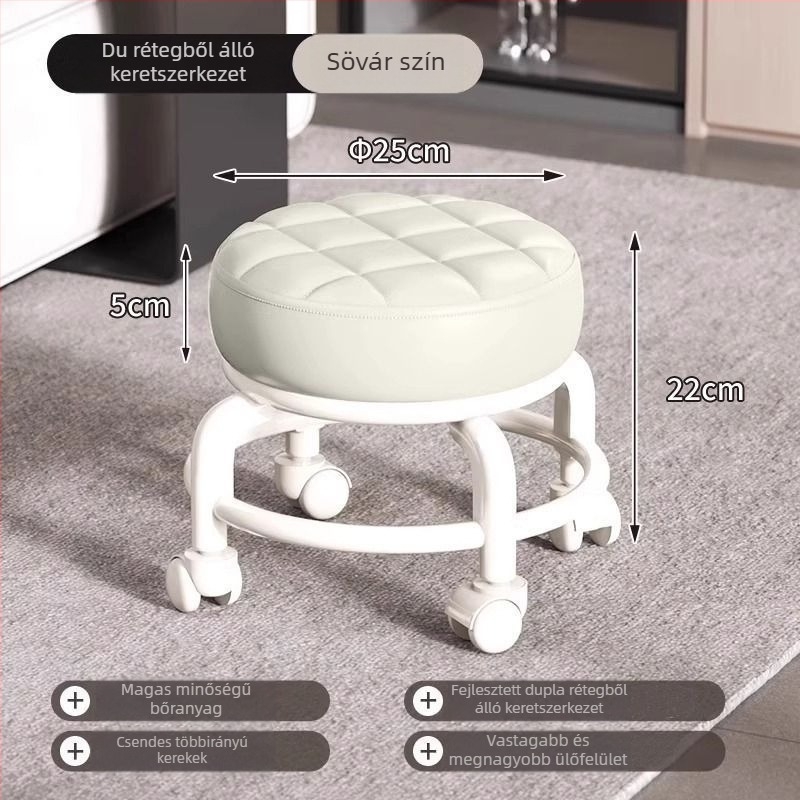 Kerekekkel ellátott tároló szék, műanyagból, mozgatható, 100 kg terhelhetőség, 18 L kapacitás, kör alakú